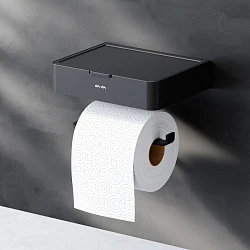 Держатель туалетной бумаги AM.PM Inspire 2.0 A50A341522 с полкой для телефона и контейнером, черный