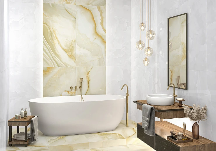 Керамогранит INDIA ICE ONYX 60х120 см IN 4023 белый мрамор