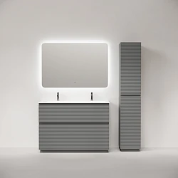 Тумба с раковиной Sancos Folk Floor 120 напольная, с двумя отверстиями под смеситель, Ergraut soft