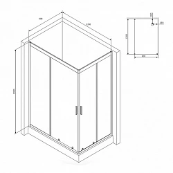 Душевой уголок AM.PM Gem 120x80см W90G-404-120280-BT профиль черный, стекло прозрачное