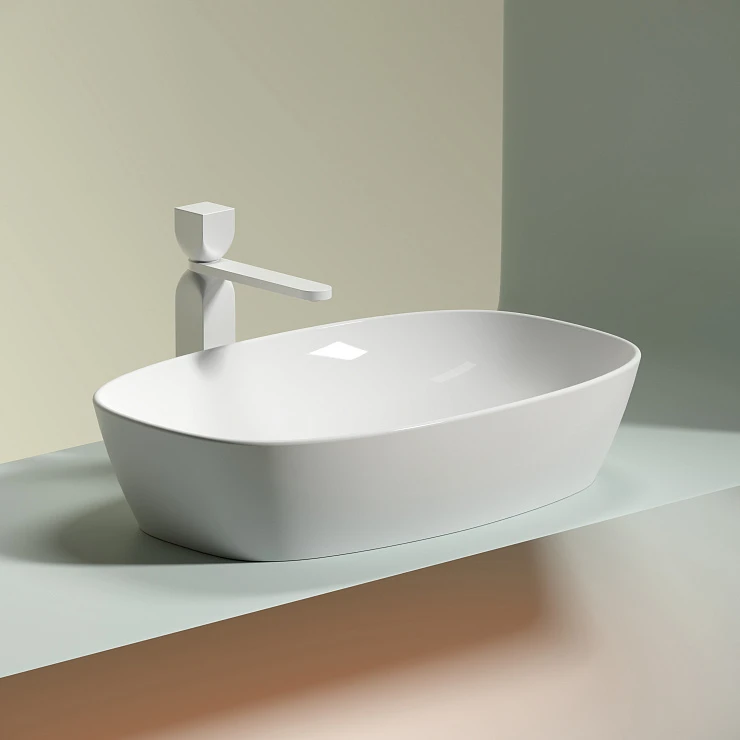 Раковина накладная Ceramica nova Element 600*380*138мм CN6049 белая глянец