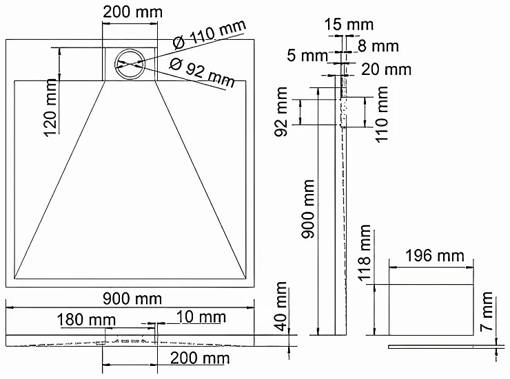 Душевой поддон Wasserkraft Alme 90x90см 15T03 белый