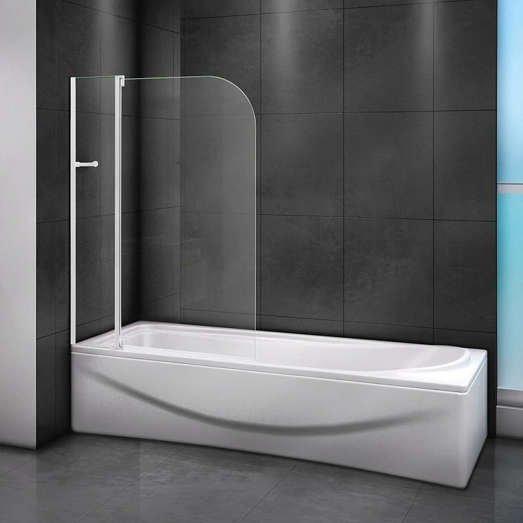 Шторка на ванну Cezares Relax 100x140см RELAX-V-11-100/140-C-Bi профиль белый, стекло прозрачное