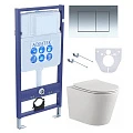 Комплект унитаз Set Aquatek Вега AQ1905-00+инсталляция Aquatek 50 INS-0000012 с кнопкой хром 5в1