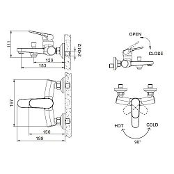Смеситель для ванны с душем Bravat Eler F6191238CP-01-RUS хром
