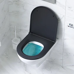 Унитаз подвесной AM.PM Gem C901700SCmb с черной крышкой, белый