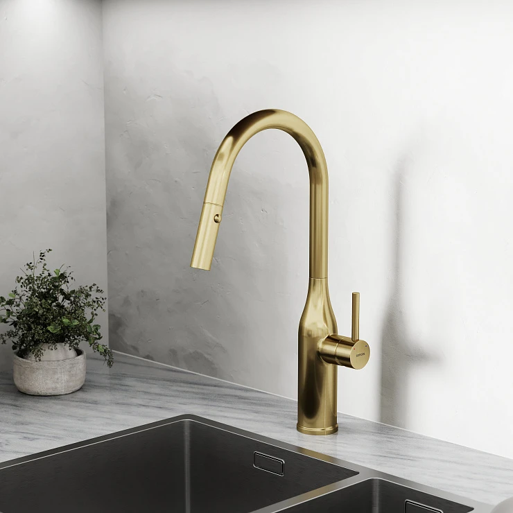 Смеситель для кухни Sancos Grand SC4002BG брашированное золото
