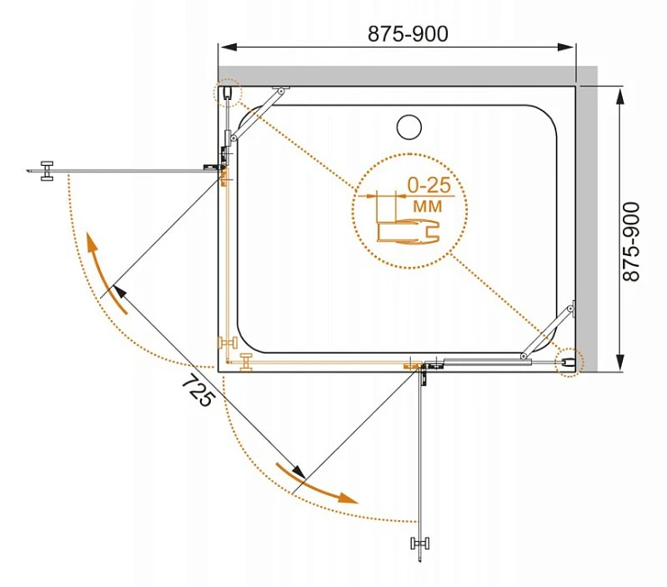 Душевой уголок Cezares Crystal 90x90см CRYSTAL-S-A-2-90-C-Cr профиль хром, стекло прозрачное