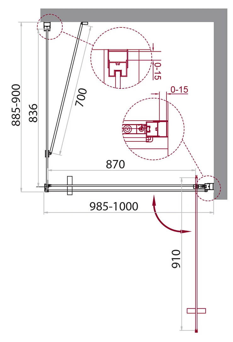 Душевой уголок BelBagno Marmi 100x90см MARMI-AH-1-100/90-C-Cr профиль хром, стекло прозрачное