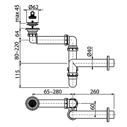 Сифон для раковины Alcaplast A413 белый