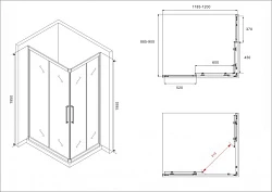 Душевой уголок ABBER Schwarzer Diamant 120x90см AG02129H профиль хром, стекло прозрачное