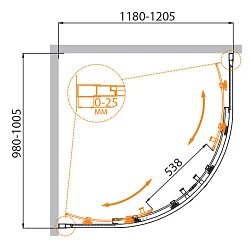 Душевой уголок Cezares Molveno 120x100см MOLVENO-RH-2-120/100-P-Cr профиль хром, стекло рифленое