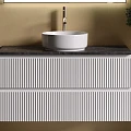 Тумба с раковиной Sancos Snob R 100 со столешницей черный мрамор, белая