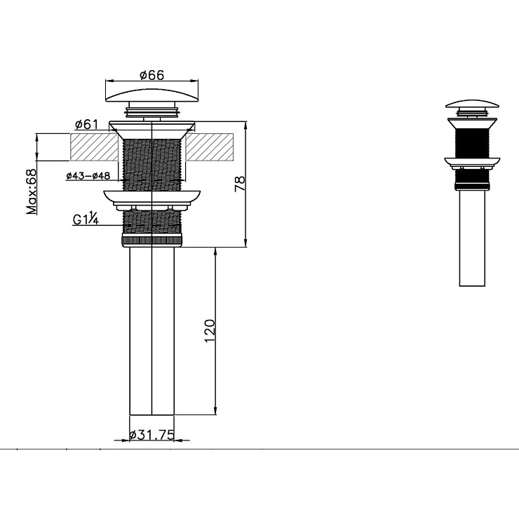 Донный клапан Bravat P6420BW-ENG черный
