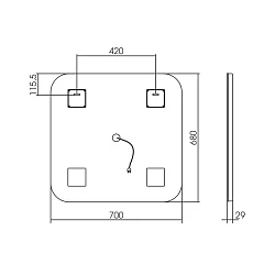 Зеркало LED Vincea VLM-2A700 700x680