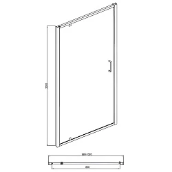 Душевая дверь в нишу Bravat Line 100x200см BD100.4111A профиль хром, стекло прозрачное