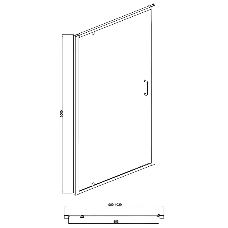 Душевая дверь в нишу Bravat Line 100x200см BD100.4111A профиль хром, стекло прозрачное