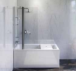 Акриловая ванна AM.PM Gem 150x70 с каркасом, шторкой и душевой системой W90ASET-150D3W5 белая
