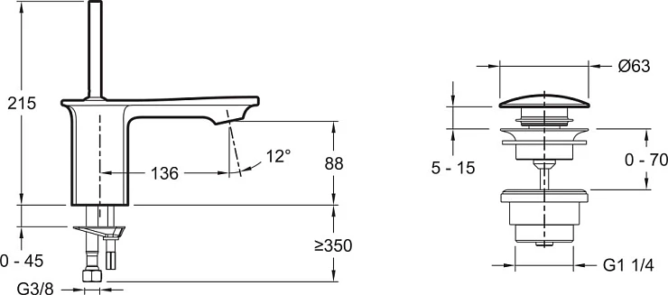 Смеситель для раковины Jacob Delafon Stance E14760-CP хром