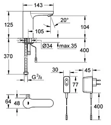 Смеситель для раковины Grohe Eurosmart Cosmopolitan E 36325001 хром