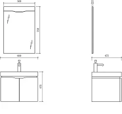 Комплект мебели Orans BC-5001, 60x47,5x47,5