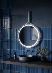 Зеркало для ванной комнаты  SANCOS Dames D650W с подсветкой , ремень из натуральной белой кожи, арт.