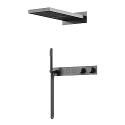 Душевой комплект Sancos Linn SC9023GG с термостатом, вороненая сталь