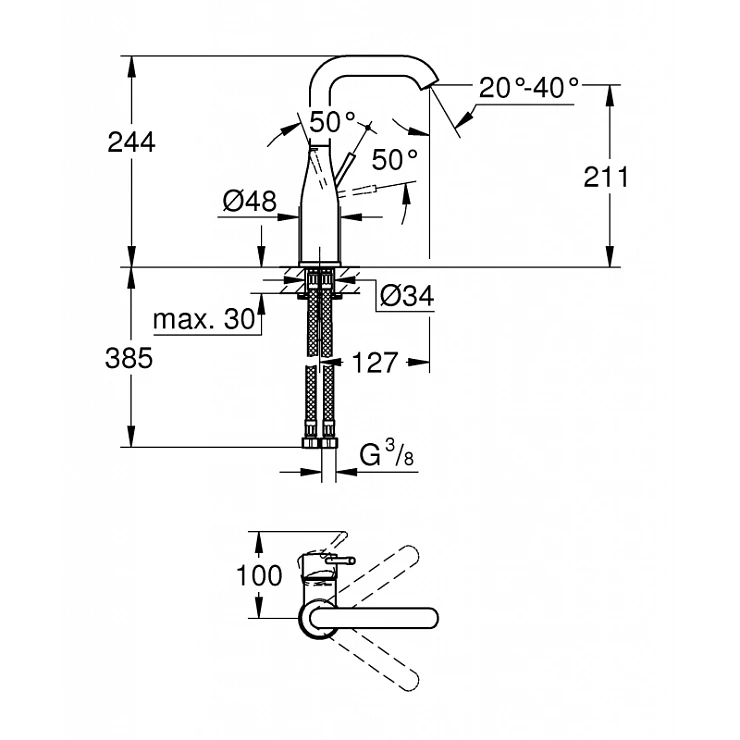 Смеситель для раковины Grohe Essence New 23541001 хром