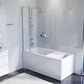 Акриловая ванна AM.PM Gem 150x70 с каркасом, шторкой и душевой системой W90ASET-150D3W5 белая
