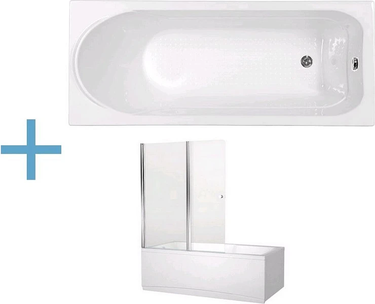 Акриловая ванна Aquanet West 150x70 со шторкой Aquanet Alfa 4 NF6222-pivot 239760 + 196049 белая