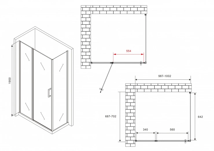 Душевой уголок ABBER Sonnenstrand 100x70см AG04100S-S70 профиль хром, стекло прозрачное