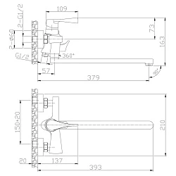 Универсальный смеситель Rossinka RS34 RS34-32 хром