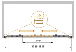 Душевая дверь в нишу Cezares 180см PRATICO-BF-2-180-P-Cr профиль хром, стекло рифленое
