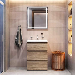 Мебель для ванной комнаты, зона красоты AM.PM Gem S BK91GC светлый дуб, белый, серебристый, хром