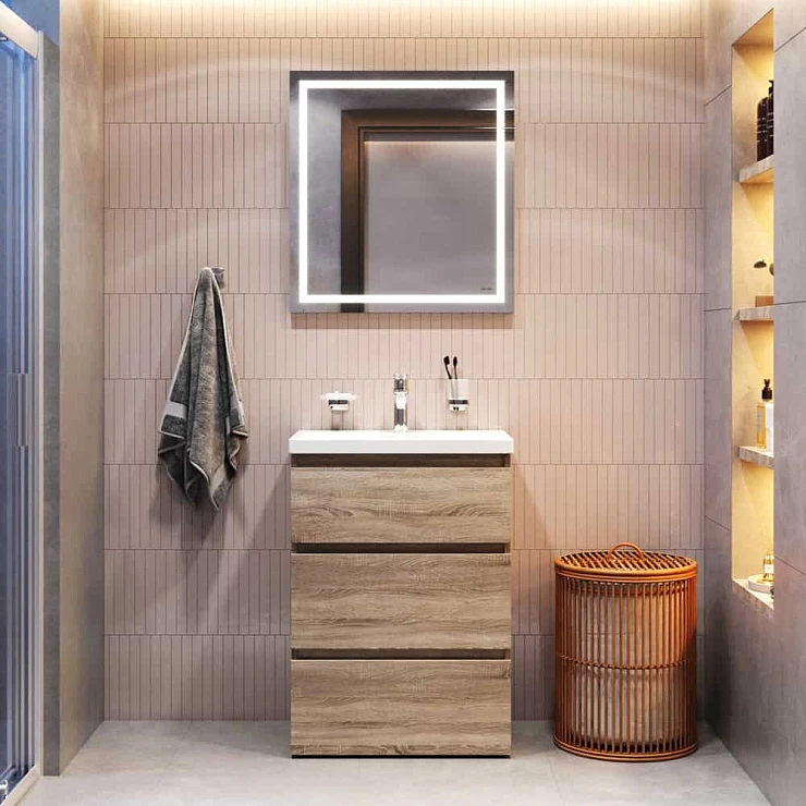 Мебель для ванной комнаты, зона красоты AM.PM Gem S BK91GC светлый дуб, белый, серебристый, хром