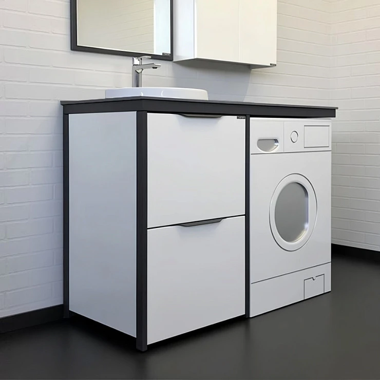 Тумба с раковиной Comforty Лозанна-120 00-00009517 белая, с антрацитовой столешницей