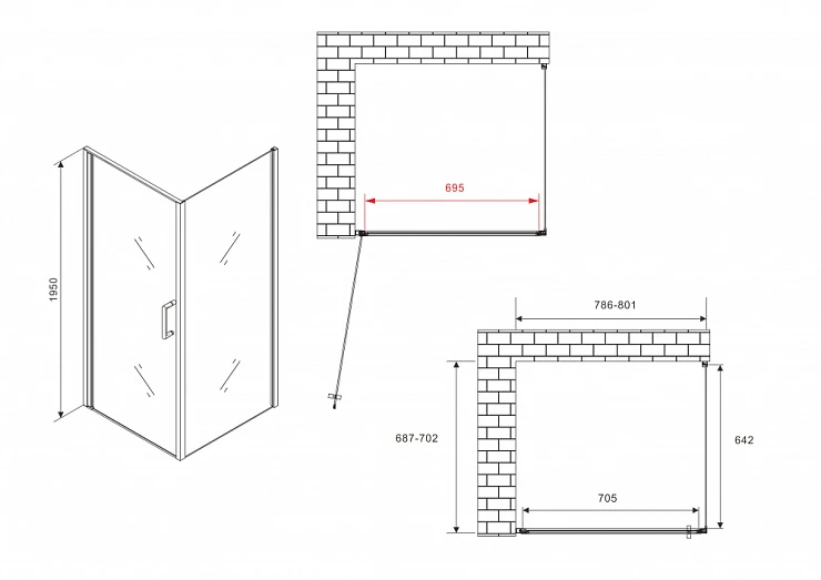 Душевой уголок ABBER Sonnenstrand 80x70см AG04080-S70 профиль хром, стекло прозрачное