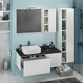 Тумба с раковиной Comforty Милан 120 00-00004023CF белая глянцевая, с антрацитовой столешницей