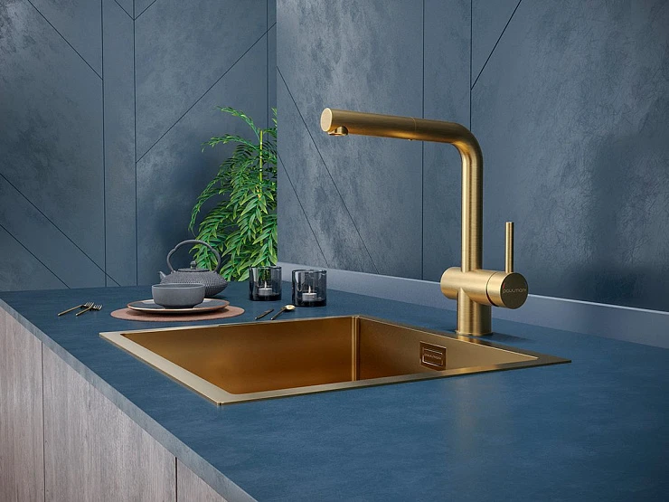 Смеситель для кухни Paulmark Dosse Do214418-BG золото