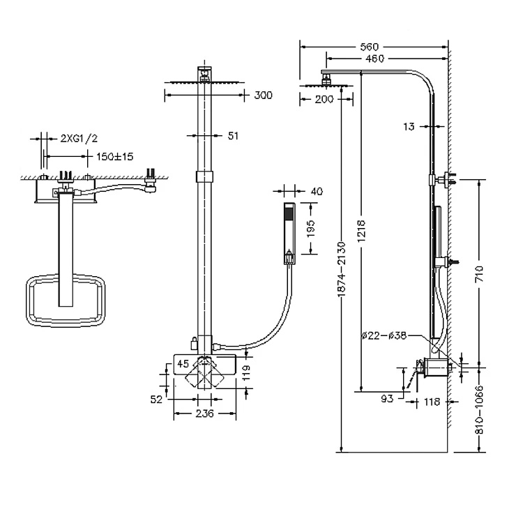 Душевая стойка Bravat Phillis F956101C-A-ENG хром