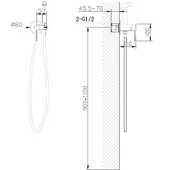 Гигиенический душ ABBER Wasser Kreis AF8125B со смесителем, черный матовый