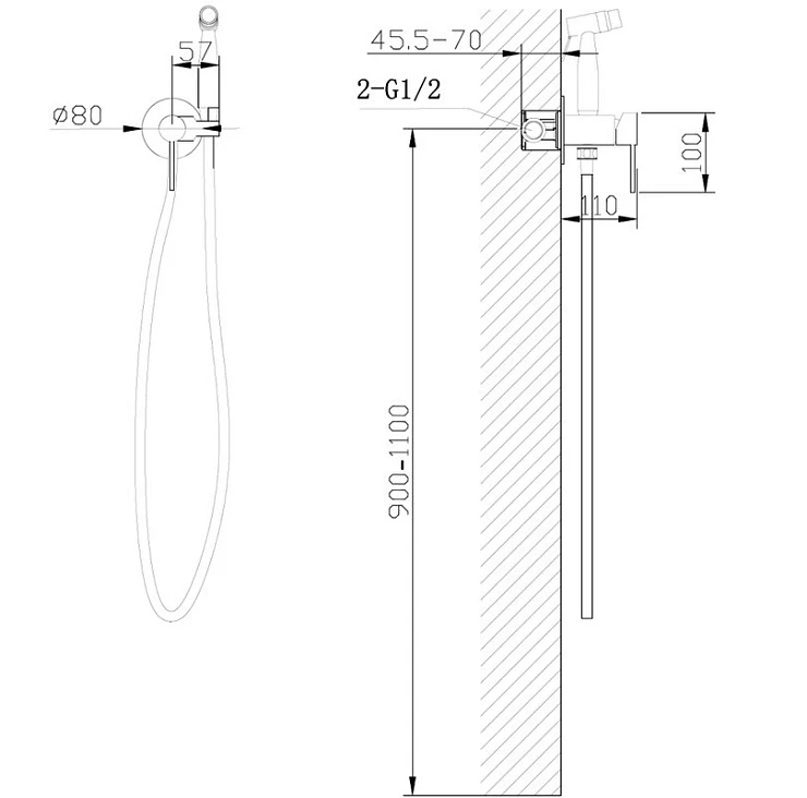 Гигиенический душ ABBER Wasser Kreis AF8125B со смесителем, черный матовый