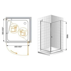 Душевой уголок Cezares Elena 90x90см ELENA-A-1-90-C-Cr профиль хром, стекло прозрачное
