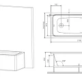 Акриловая ванна AM.PM Gem 170x70 с каркасом и шторкой W90ASET-170W90BS80CT белый, хром