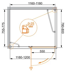 Душевой уголок Cezares Verona 120x80см VERONA-W-AH-1-120/80-C-Cr профиль хром, стекло прозрачное