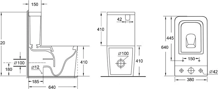 Унитаз-компакт Aquanet Tavr 2.0 C1 LX-2905 257420 rimless белый глянец