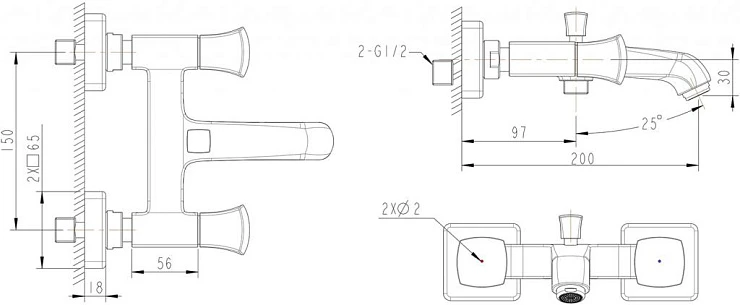 Смеситель для ванны с душем Bravat Whirlpool F678112C-01 хром
