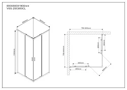 Душевой уголок Vincea Scala 80х80см VSS-2SC800CL профиль хром, стекло прозрачное