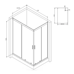 Душевой уголок AM.PM Gem 120x80см W90G-404-120280-MT профиль хром, стекло прозрачное