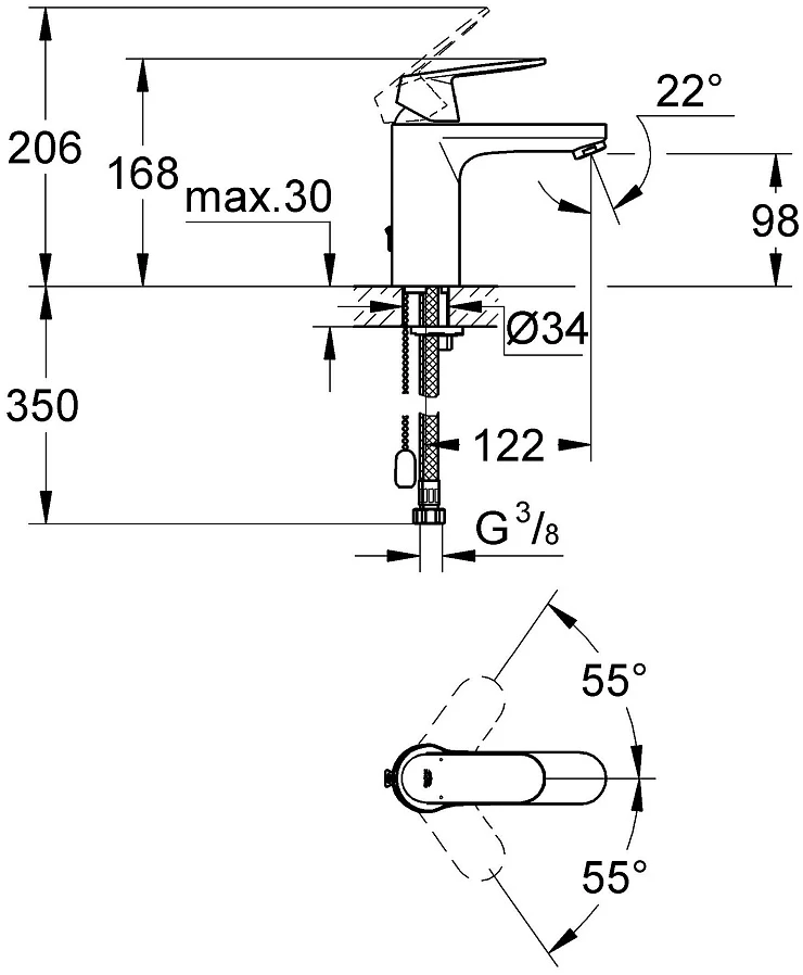 Смеситель для раковины Grohe Eurosmart Cosmopolitan 23326000 хром